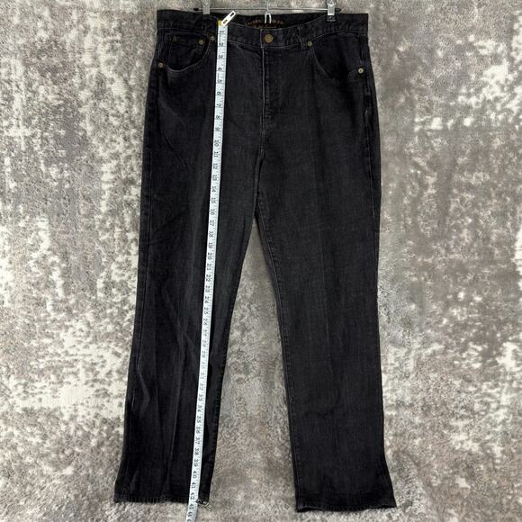 Ralph Lauren Jean Co Size 16 Classic Straight Denim Jeans Black Button Zip Pants - Picture 2 of 13
